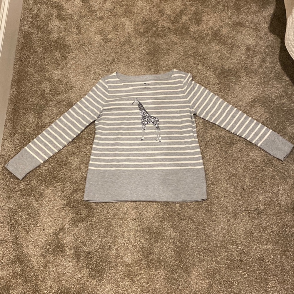 Talbots Giraffe Long Sleeve Striped Shirt